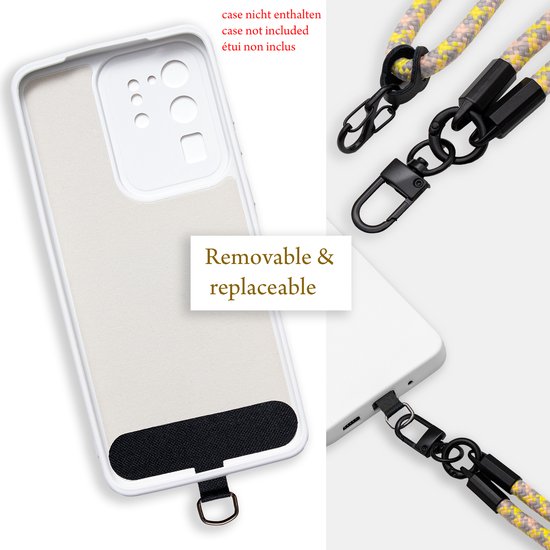 Chaîne de téléphone portable Cadorabo pour Honor 4X en JAUNE - GRIS - Étui pour téléphone portable avec cordon de sangle réglable à accrocher autour du cou