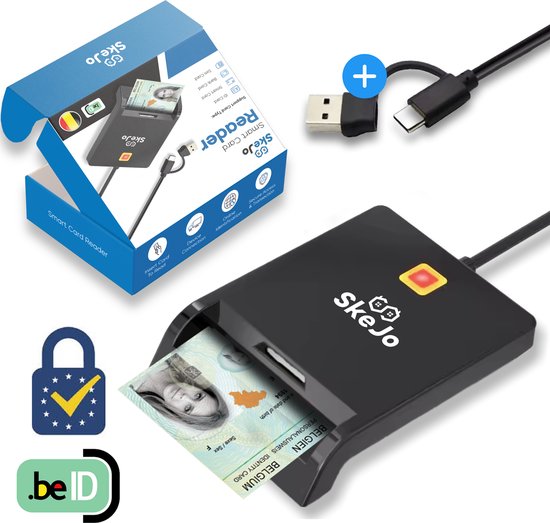 Lecteur de carte d'identité Carte d'identité Belgique Lecteurs de cartes EID Lecteur d'identification avec USB/USB C Lecteur de carte belge