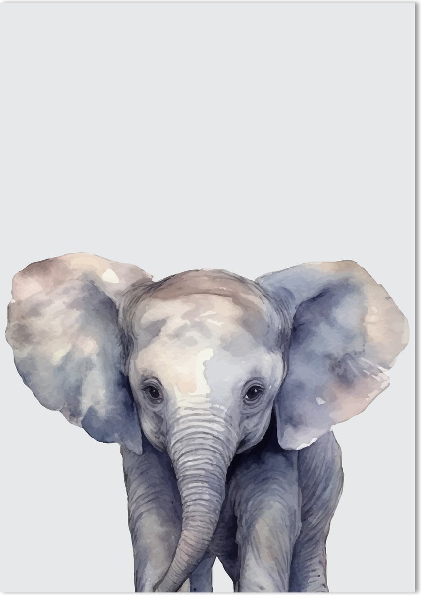 Olifant Poster 70 x 50 cm - Poster Kinderkamer - Dierenposter - Babykamer decoratie