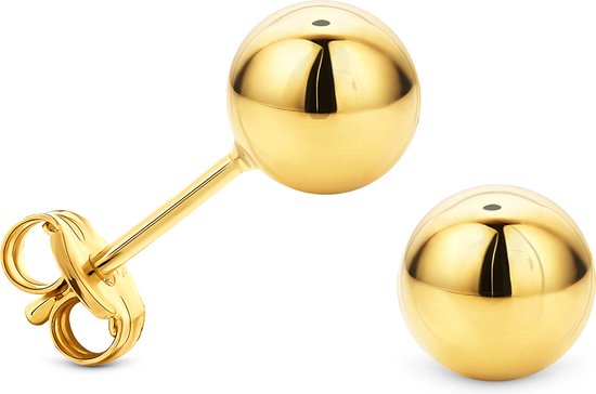 Gouden knopoorbellen van 6 mm.