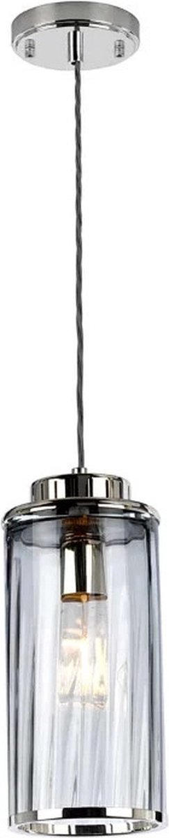 Elstead Lighting LED Hanglamp Reno | 1X E27 Max 60W | Dimbaar | Polished Nickel, Smoke Glass