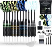 Navy Strikes Dartpijlen Set 23 24 Gram - 108 Delige Set - 12 Dartspijlen - 2 Soorten Grip - Flights Darts en Dart Shafts - Darten - Smal - Incl Add-a-Gram 25 Gram