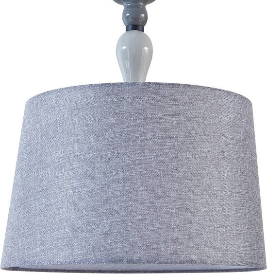 Lindby - Lampe suspendue - 1 lumière - Textile, métal - E27 - gris, noir