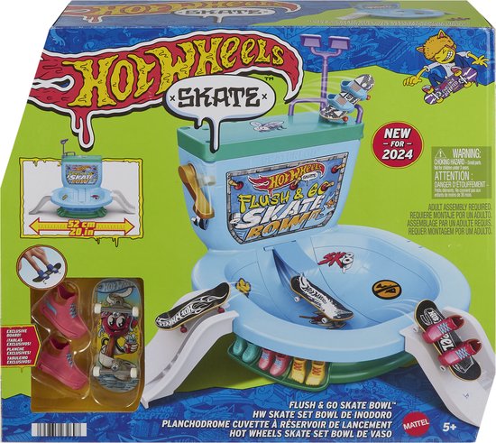 Hot Wheels Skate Doorspoelen En Gaan Skateset - Toiletpot Racebaan
