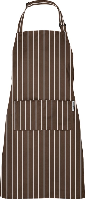 Chefs Fashion - Keukenschort voor dames en heren - Unisex - Bruin met Witte Strepen - 2 zakken - simpel verstelbaar - 71 x 82 cm