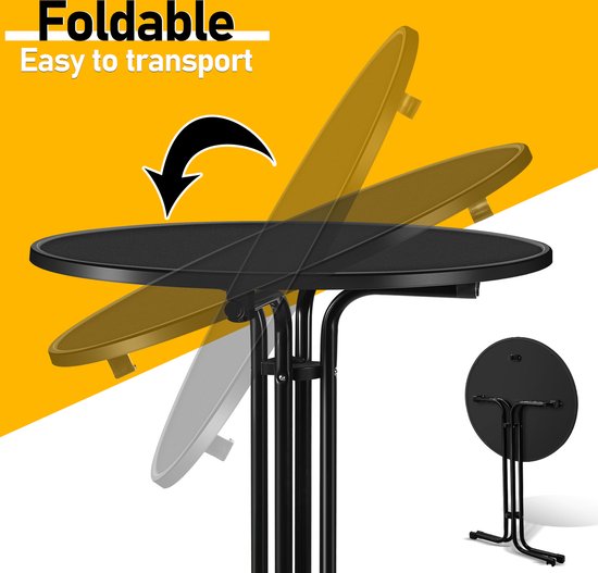 Tuintafel Statafel - 60cm Rond - RVS & Aluminium - Hoogte Verstelbaar 70/110cm - 30kg Draagkracht - Voor Binnen En Buiten - Bistro Of Bar