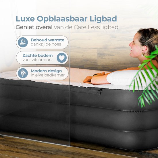 Care Less Opblaasbaar Ligbad - Voor Volwassenen en Kinderen - Zitbad - Ijsbad - Zwembad - Opvouwbaar Bad - Inclusief Elektrische Pomp en Afvoerslang