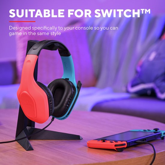 Trust GXT 416S Zirox - Casque de Gaming filaire - pour Nintendo Switch - 3,5 mm - Stéréo - Rouge/ Blauw