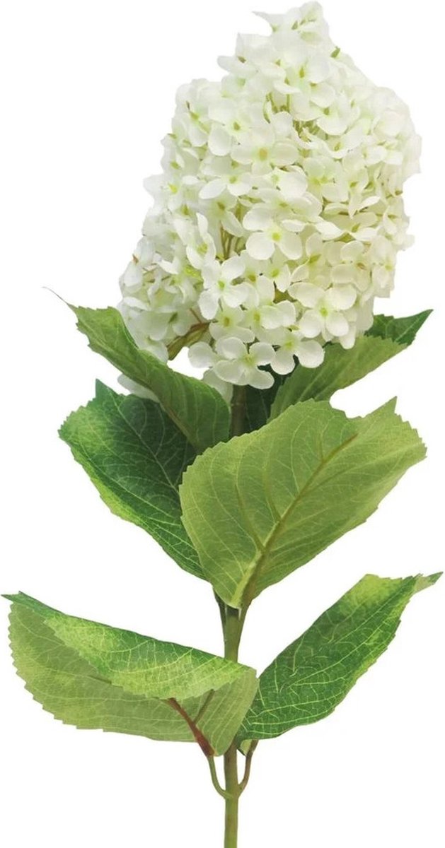 Bellatio Design Kunstbloem Pluim hortensia/Hydrangea XL - 85 cm - losse steel - kunst zijdebloem - wit