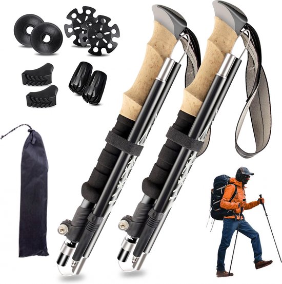 Foto: Nordic walking stokken trekkingstokken wandelstokken verstelbaar pro nordic walking met tas toebehoren hiking anti schock functie ultralichte lichtgewicht compact opvouwbare ergonomisch comfort handvat premium kwaliteit