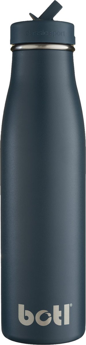 Drinkfles Ecobotl - 500ml - Evolution collectie - Slate - Waterfles - Drinkfles - Roestvrijstaal - Geïsoleerd - Sportdop met rietje - Duurzaam