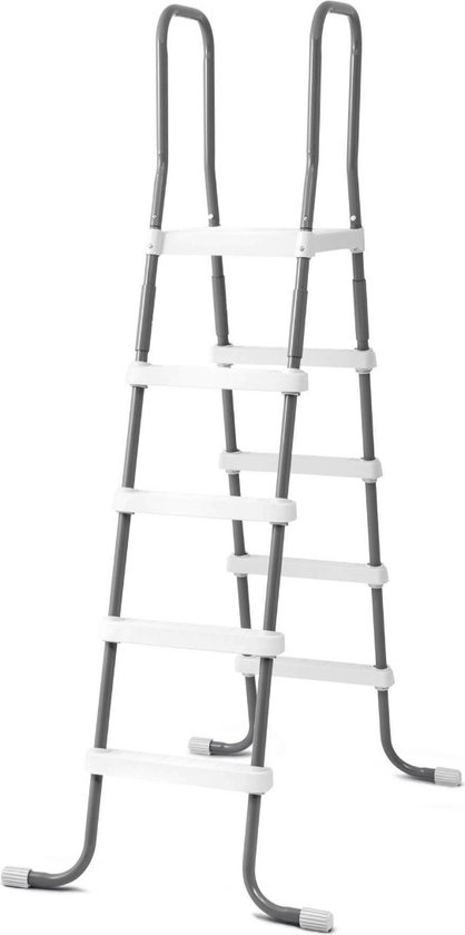 Foto: Intex zwembadladder 132 cm staal grijs wit