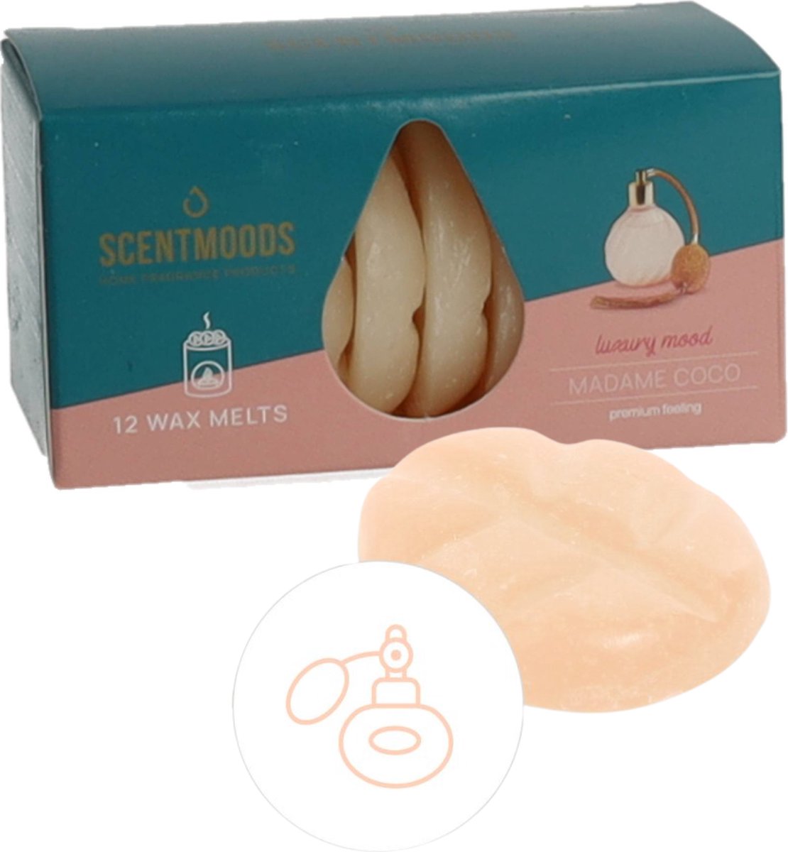 Scentmoods Madame Coco Geurchips - Geurblokjes - Huisparfum - Geurchips - Waxmelts - Geschikt voor Geurbrander en Waxbrander - 12 Stuks