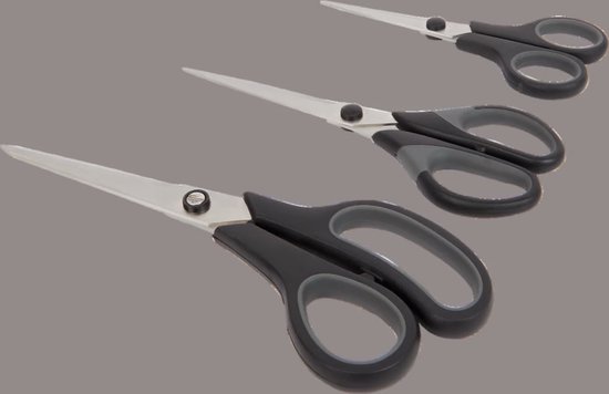 Ciseaux 3 pièces acier inoxydable noir - Ciseaux ménagers / ciseaux à broder / ciseaux de tailleur