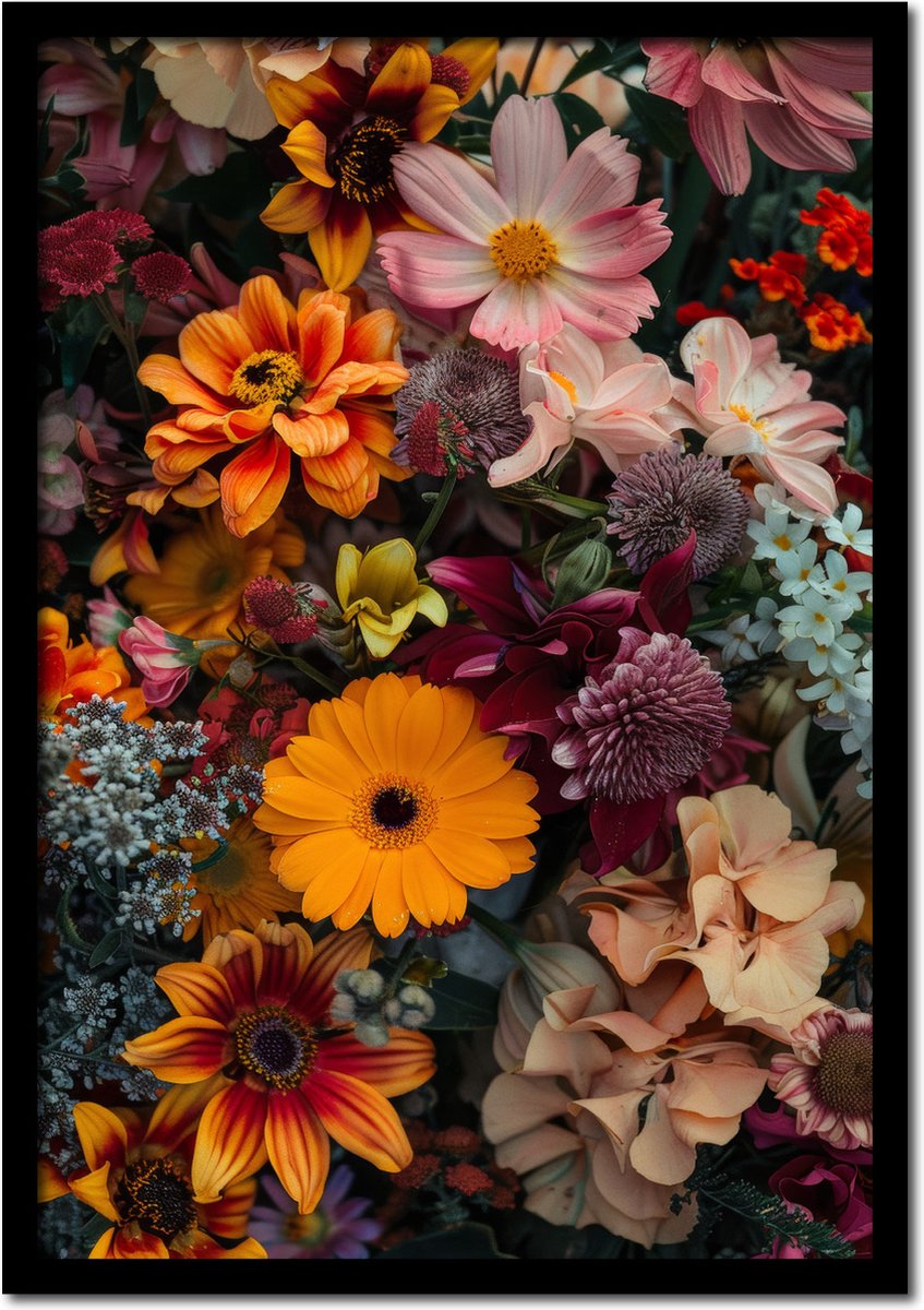 Plakkers Poster diverse bloemen en kleuren - 70cm x 100cm - vintage - woonkamer - slaapkamer - bloemen posters - goedkoop - muurposter - natuur - wanddecoratie Full-colour