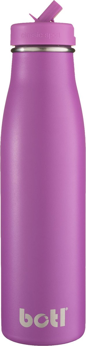 Ecobotl - 500ml - Evolution collectie - Magenta - Waterfles - Drinkfles - Roestvrijstaal - Geïsoleerd - Sportdop met rietje - Duurzaam