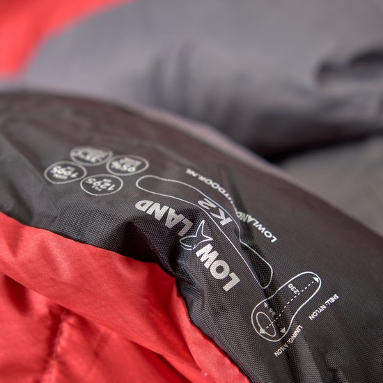 LOWLAND OUTDOOR Donzen slaapzak - K2 Expedition - 1995 gr - 225 x 80 cm -35°C - Red van Merkloos — afbeelding 2
