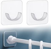 FSW-Products - Support de tringle de placard autocollant 2 pièces - Support de garde-robe - Tringle à rideau - Support de tringle à vêtements - Plastique transparent - Tiges à vêtements