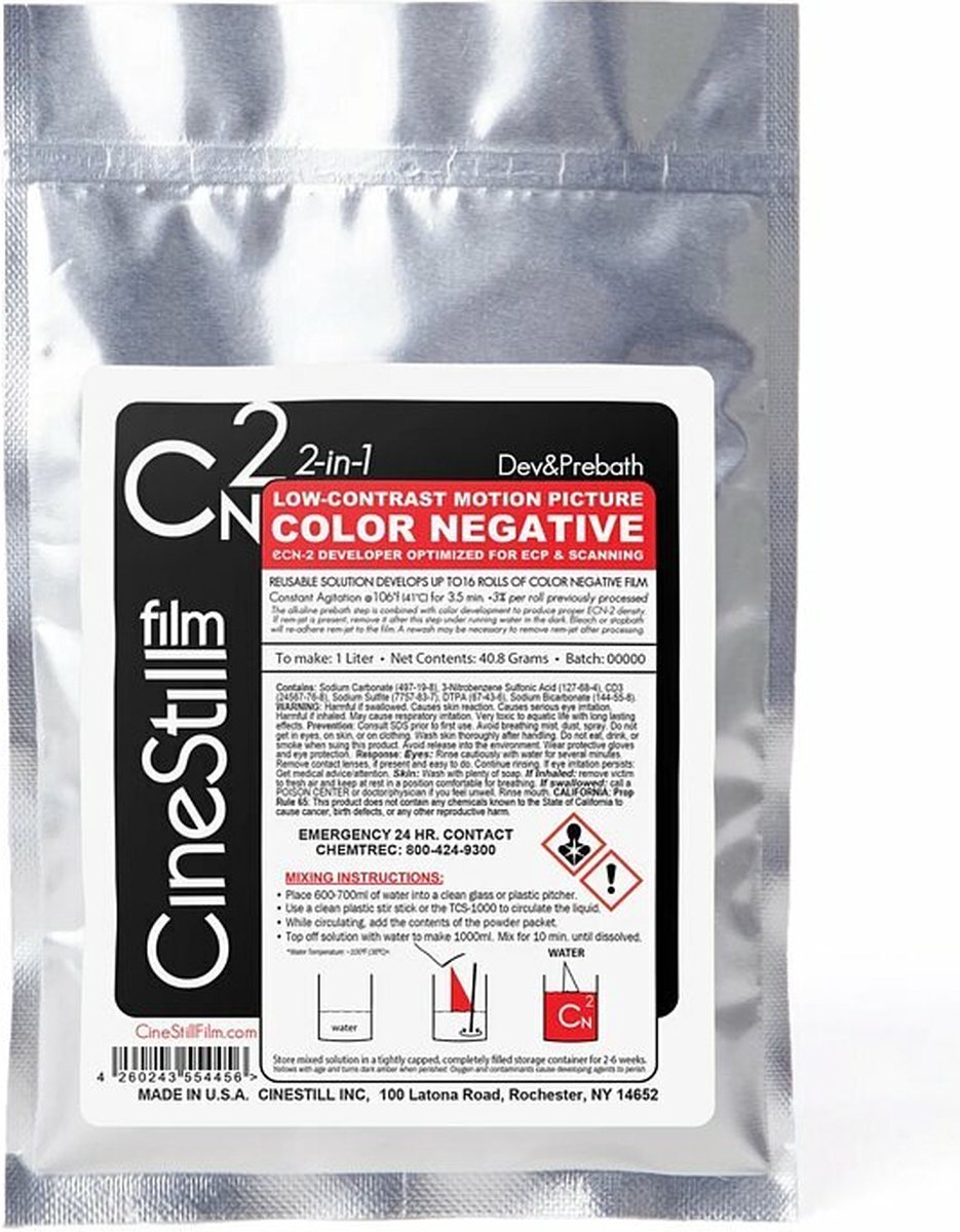 CINESTILL Cn2 "Kleurnegatief" ECN-2-ontwikkelaar, kleurnegatieven voor bewegende beelden met laag contrast voor ECP en scannen