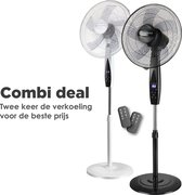 Nuvoo Statiefventilator - Duo Pack - Oscillatiefunctie - Zuinig - 3 Standen - Stille/Slaap Ventilator - Energiebesparende Timerfunctie - Afstandsbediening - Zwart + Wit