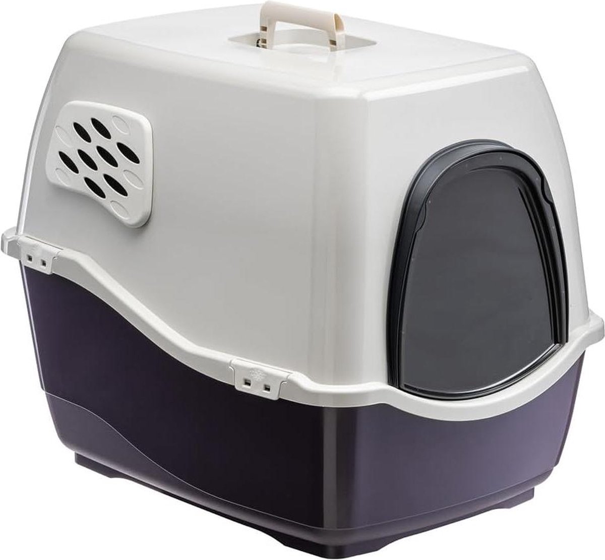 Ferplast Kattenbak met deksel, kattenbak, met twee actieve koolfilters tegen slechte geuren, draaideur en handgreep, 52,5 x 39,5 x 38 cm, gouden decoratie