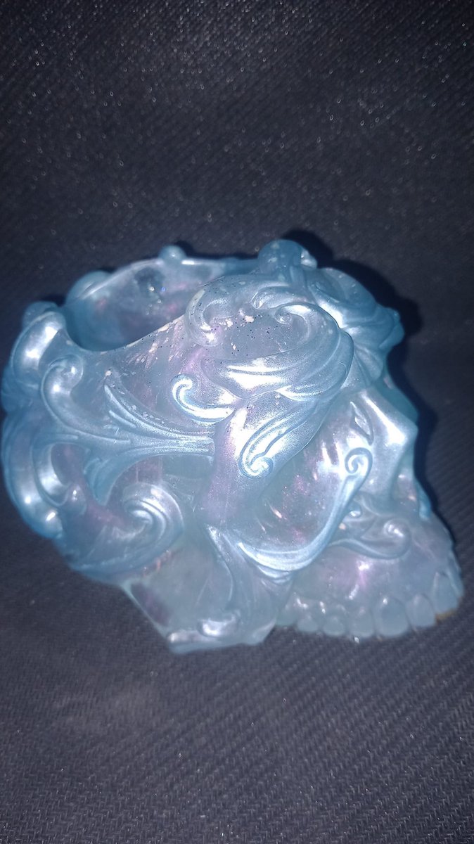 starwolf, theelichthouder, skull met symbolen, wit/blauw