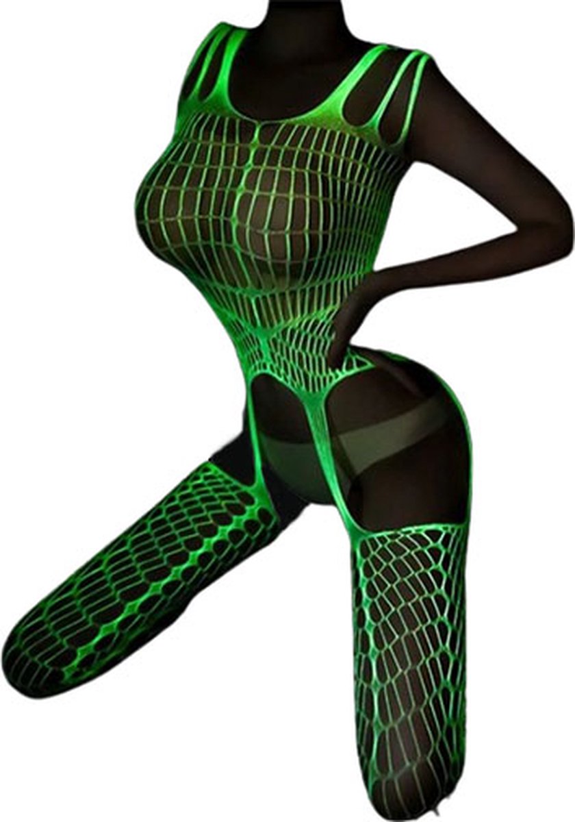 Goedkoopste Glow in the dark Lingerie | Spandex polyester Bodysuit | Lichtgevend | One Size | Erotische suit | Dames Kleding | BDSM | Sexy