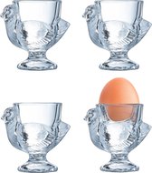 Bellatio Design Coquetiers Poulet - lot de 8x - verre transparent - 7 x 7 cm - pour petit déjeuner/brunch/Pâques