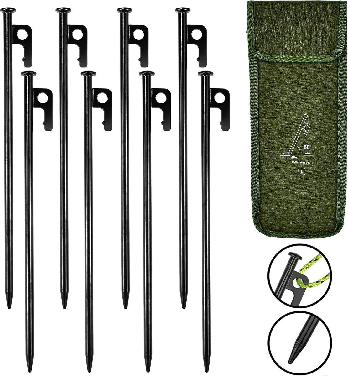 Tent haringen - 10x stuks - metaal - halfrond - 22 cm - tentharingen | Fun en Feest