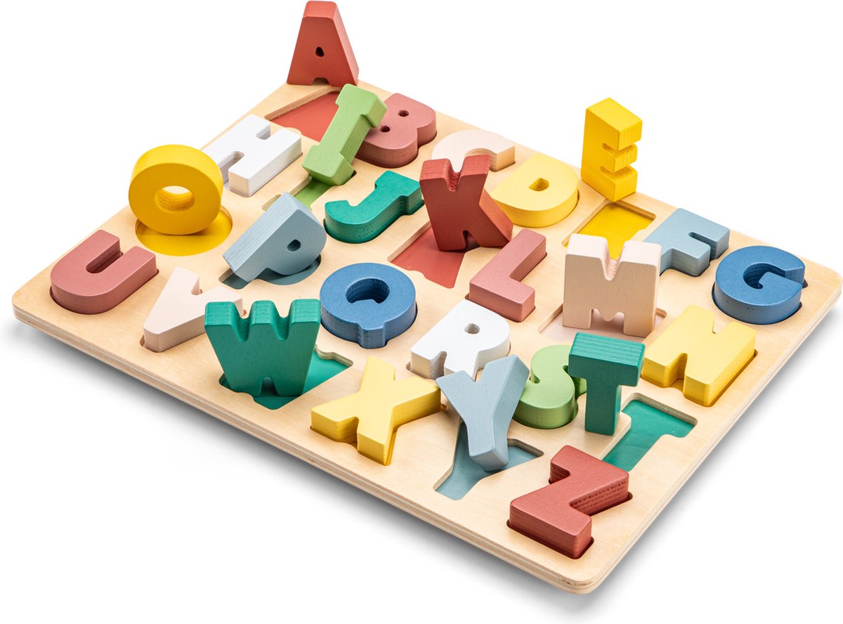 Woet® Houten Alfabet Puzzel - ABC Hoofdletters A t/m Z - Kleurrijke Educatieve Legpuzzel - Alfabet Leren - FSC - Peuterspeelgoed - Vanaf 2 Jaar — afbeelding 5