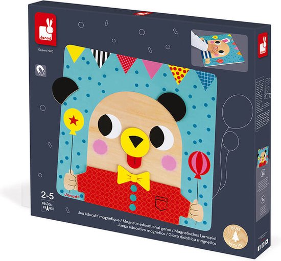 Janod Spel - Vrolijke Gezichten - Magnetisch Spel Inclusief 30 Magneten - Om Honderden Grappige Dieren Te Maken! - Ideaal Voor Het Ontwikkelen Van De Fijne Motoriek - Geschikt Vanaf 2 Jaar van Janod — afbeelding 2