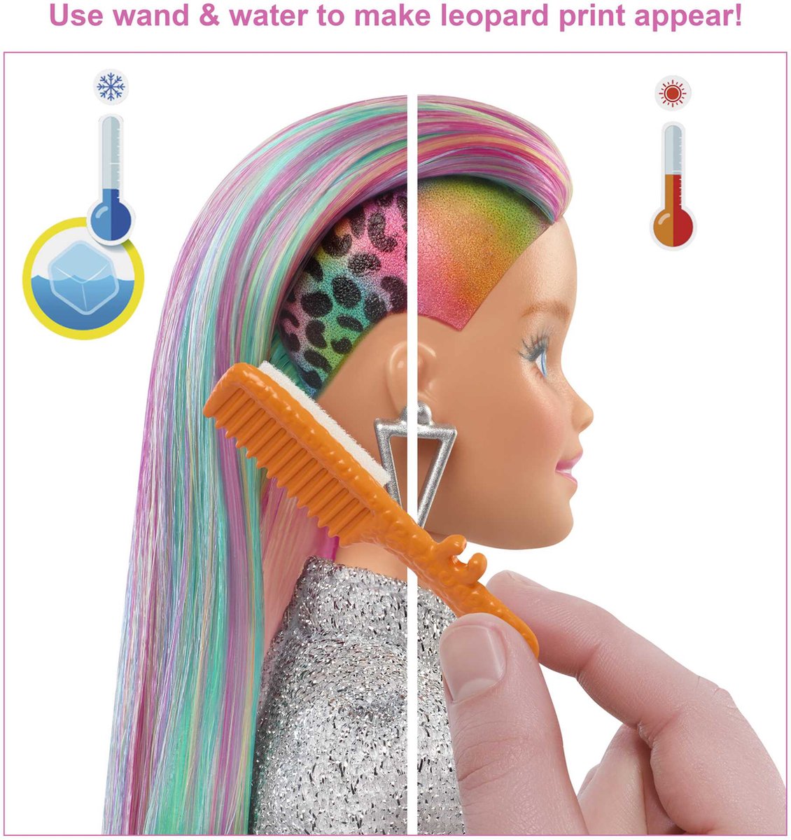 Barbie Leopard Regenbooghaar pop (blond) — afbeelding 13