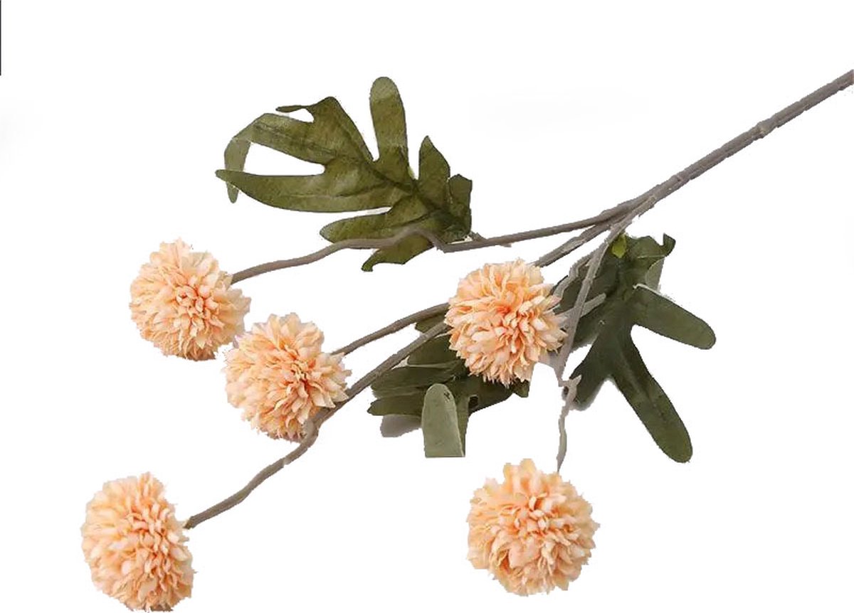 Steelbloem / kunstbloem bolchrysant zalm