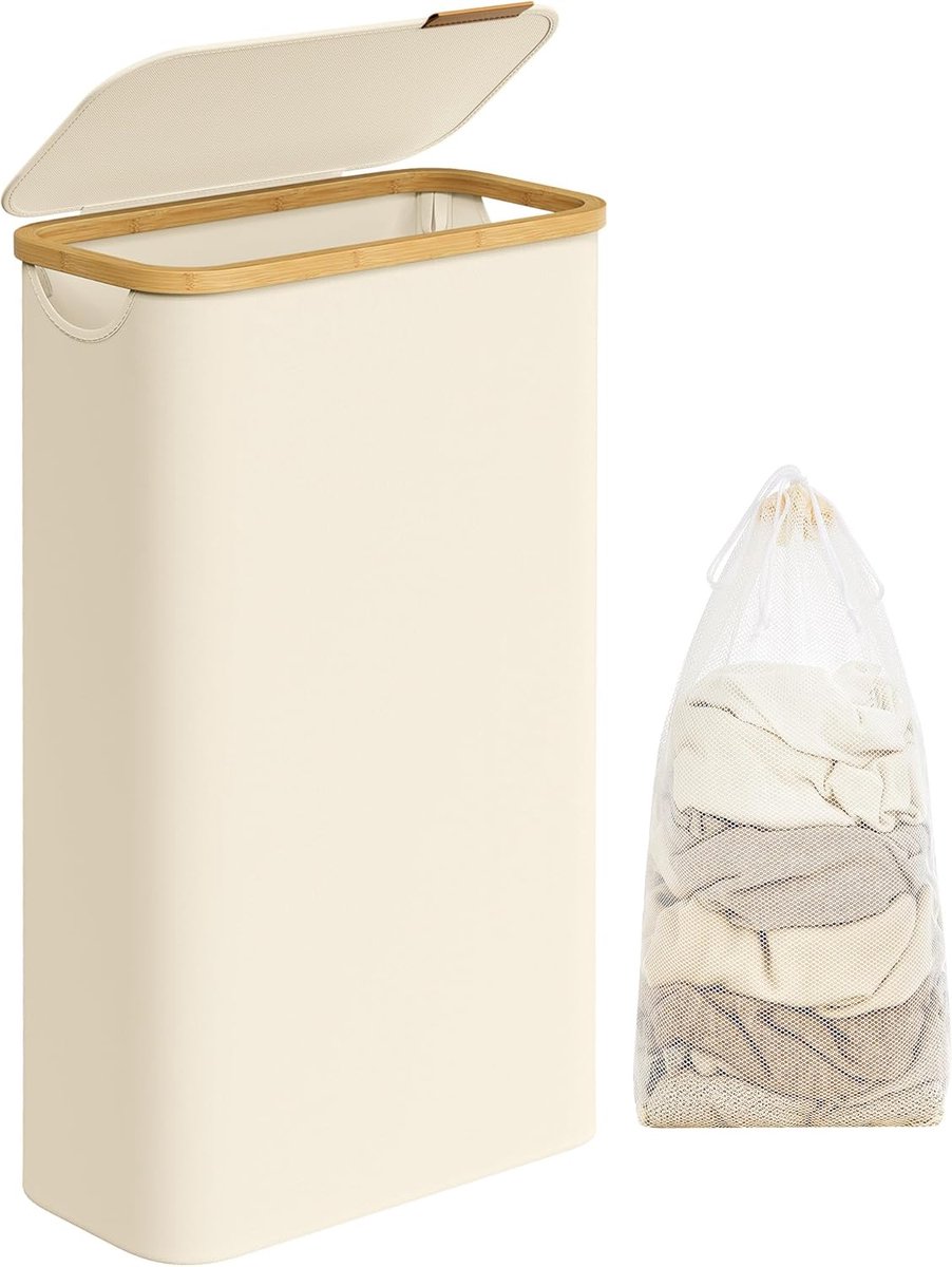 Wasmand – Grote Capaciteit – 60 Liter – Met witte deksel – Modern – Hoogwaardige Kwaliteit