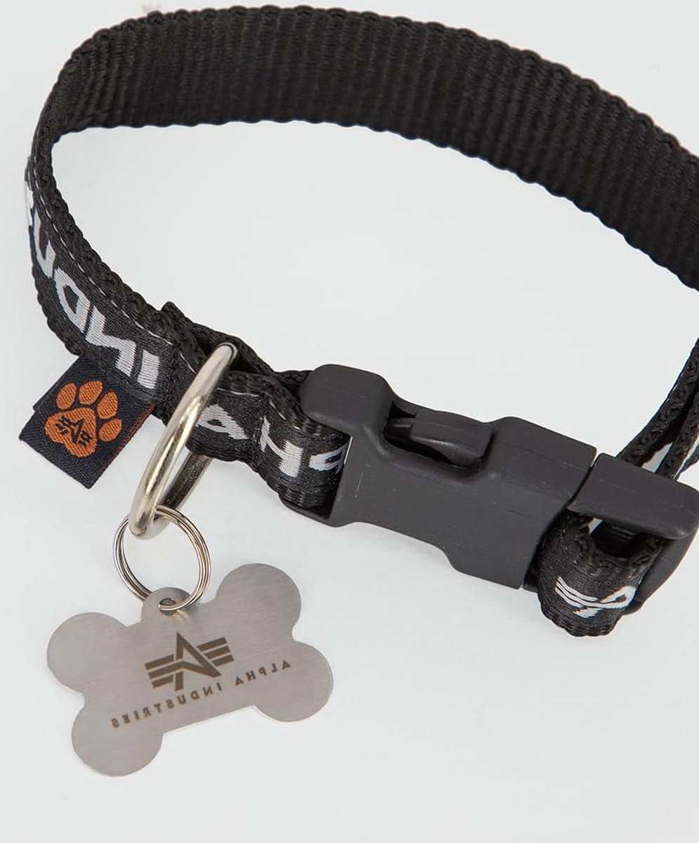 Dog Tag Collar stijlvolle hondenhalsband zwart-grijs van Alpha Industries - Kwaliteit en stijl
