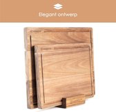 Snijplank set van 2 - acaciahout - grote houten plank - sapgroef - keukenplank massief - hoogwaardige snijplanken