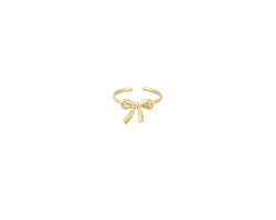 Ring strikjes - goud Stainless steel - Ring met strikje goudkleurig - Dames Ring - One size - Strikjes ring
