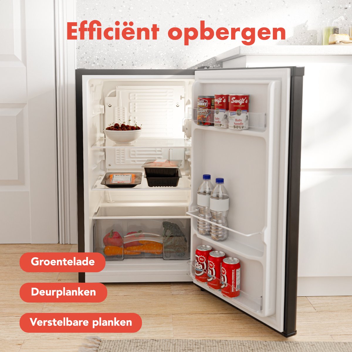KitchenBrothers Koelkast - 88L - Tafelmodel - IJskast - Frigo - Vrijstaand - Zwart — afbeelding 6