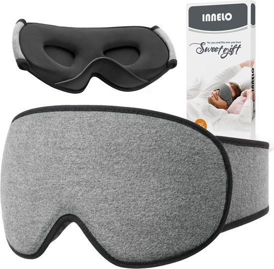 Slaapmasker van katoen voor zijslapers | Verbeterd 3D lichtblokkerend masker met gehoorbescherming | Ultrazacht en comfortabel | Slaapbril met klittenbandsluiting voor vrouwen