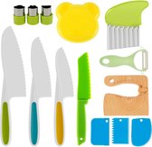 14Pcs Mini Chef Safety Knife Set with Potato Slicer Peeler - Children's Plastic Cooking Knives for Kids Cooking and Cutting Fruit Bread