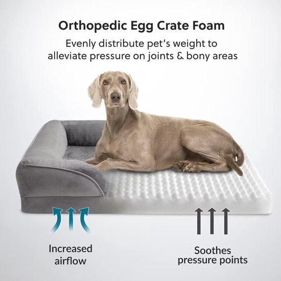 FURTIME Orthopedisch hondenbed voor grote honden, memory foam hondenmand XL, afneembaar en wasbaar, antislip hondenmand, hondensofa met hoge rand, 107 x 81 x 19 cm