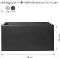 Zwarte rechthoekige plantenbak van 59x29.2cm, verkrijgbaar in diverse kleuren.