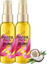Pantene Pro V Haarolie Coconut Infused Hair Oil - 2 x 100 ml - Haar Olie - Speciaal voor Droog en Beschadigde Haar - Gehydrateerde Verzorgde en Glanzende Haren