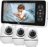 MasonPro Babyfoon - Babyfoon met 3 Camera 's – Baby Monitor - Hondencamera - Huisdiercamera - Op Afstand Bestuurbaar - Uitbreidbaar Tot 4 Camera's - Temperatuursensor - Terugspreekfunctie - Video & Audio – Baby Camera - 5.0 Inch Scherm