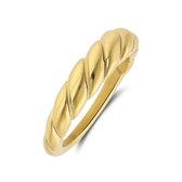 Lucardi Dames Stalen goldplated ring draai 5,5mm - Ring - Staal - Goud - 20 / 63 mm