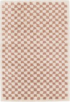 sweeek - Oud roze en crème shaggy tapijt
