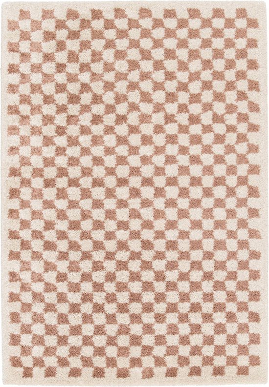 sweeek - Tapis shaggy vieux rose et crème