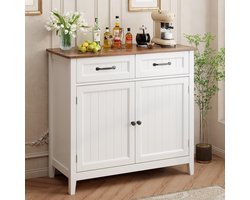 Bealife AP30 Keukenkast - Ladekast met 2 Laden en 2 Deuren - Dressoir Keukenbuffet met Werkbladen voor Keuken, Woonkamer, Hal en Eetkamer- 90x40x81cm -bruin