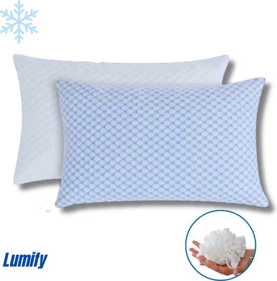 Lumify - Hoofdkussen Nekklachten - Memory Foam Hoofdkussen - Hoofdkussen Nekpijk - Bamboe Kussen - Verkoelend Kussen - Nekkussen - Winter & Zomerkant - Neksteun - Orthopedisch Hoofdkussen - Slaapkussen - Hoofdkussens - 70x50cm