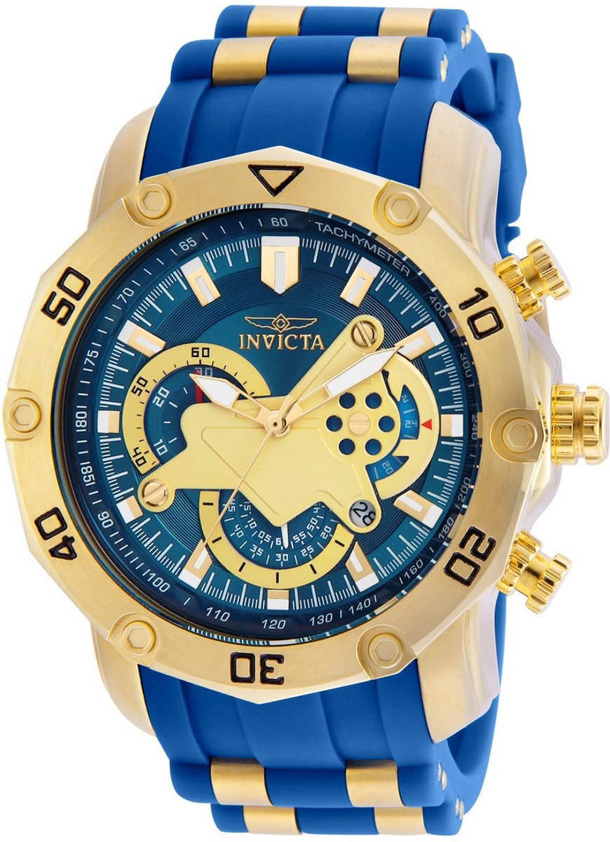 Invicta Pro Diver - SCUBA 22798 Heren Horloge - Waterdicht - Analoog - Quartz Uurwerk - Roestvrij Staal met blauwe Wijzerplaa